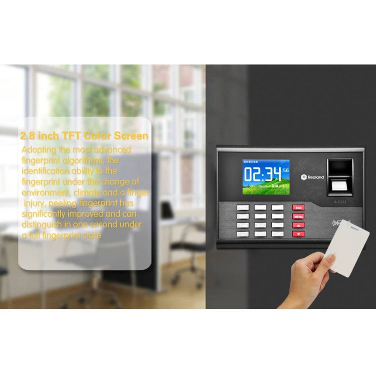 Realand A-C121 2.8 inch Color TFT Screen Fingerprint & RFID Time Attendance, USB Communication Office Time Attendance Clock, A-C121 Realand A-C121 2.8 inch Color TFT Screen Fingerprint & RFID Time Attendance, USB Communication Office Time Attendance Clock, A-C121
